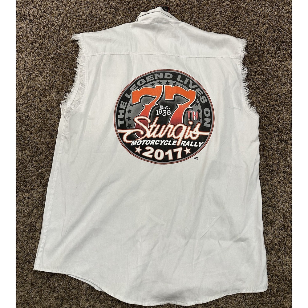 Sturgis Black Hills Sleeveless White Vest Motorcycle Rally 2017 Men's Size 3XL